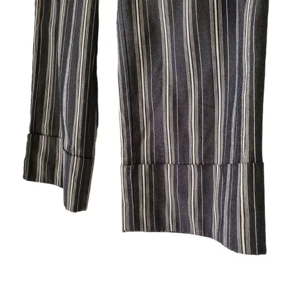 Ann Taylor Loft Striped Cuffed Crop Pants | Like New | 2P | Charcoal White - Picture 8 of 16